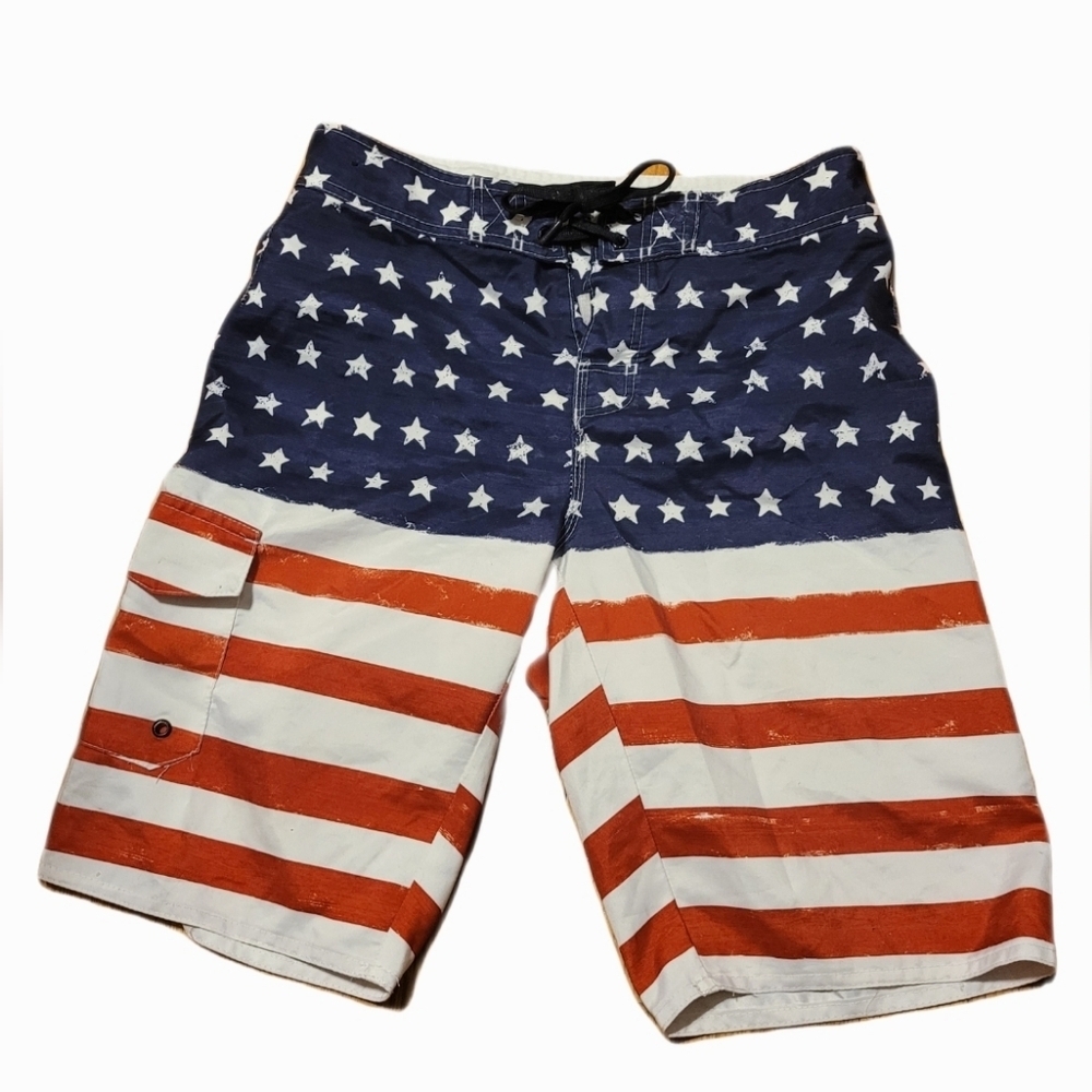 Hang Ten Men's Flag Swim Shorts 28 Activewear
